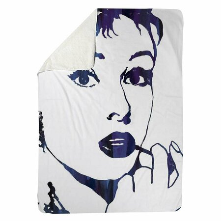 BEGIN HOME DECOR 60 x 80 in. Audrey Hepburn-Cigarillo-Sherpa Fleece Blanket 5545-6080-FI19-1